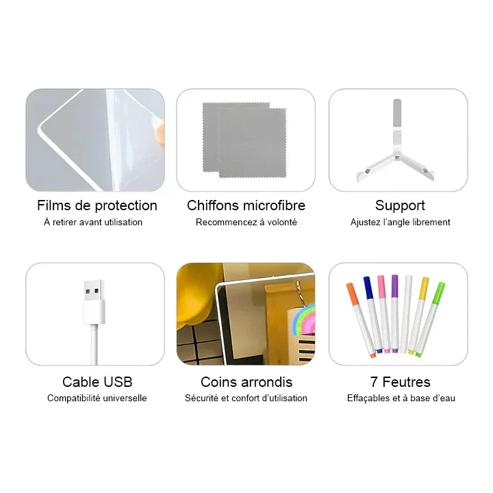 Tablette de Dessin Lumineuse pour enfant (7 feutres offerts)